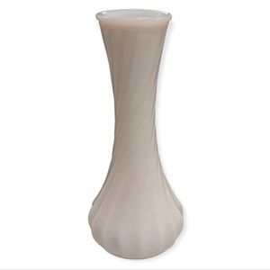 Vintage Hoosier Milk Glass White Flower Bud Vase Swirl 5.5"